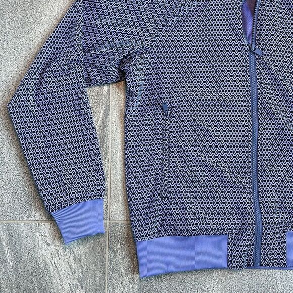 NWT Athleta Lightweight Brooklyn Bomber Jacket Geometric Periwinkle Blue Pockets - Picture 4 of 16